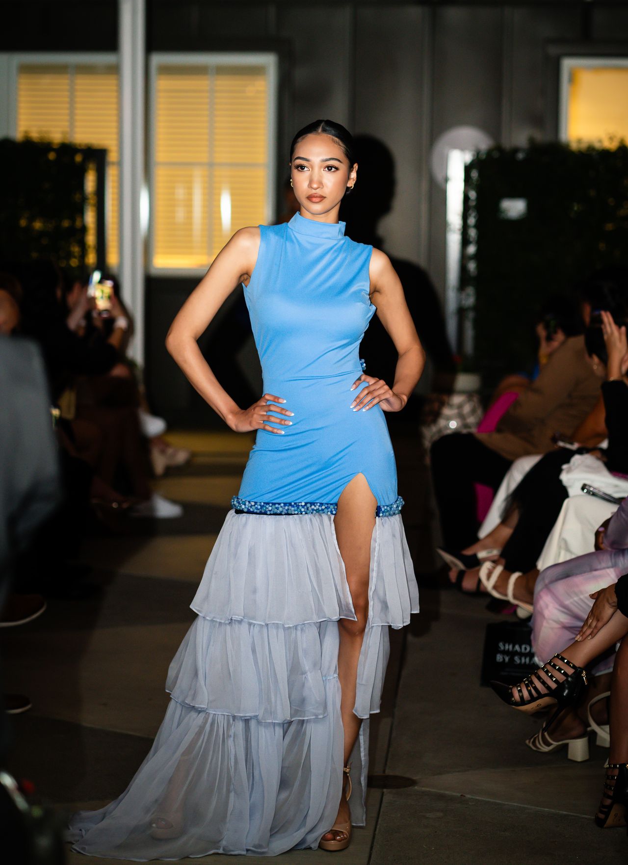 Outdoor designer runway fashion show